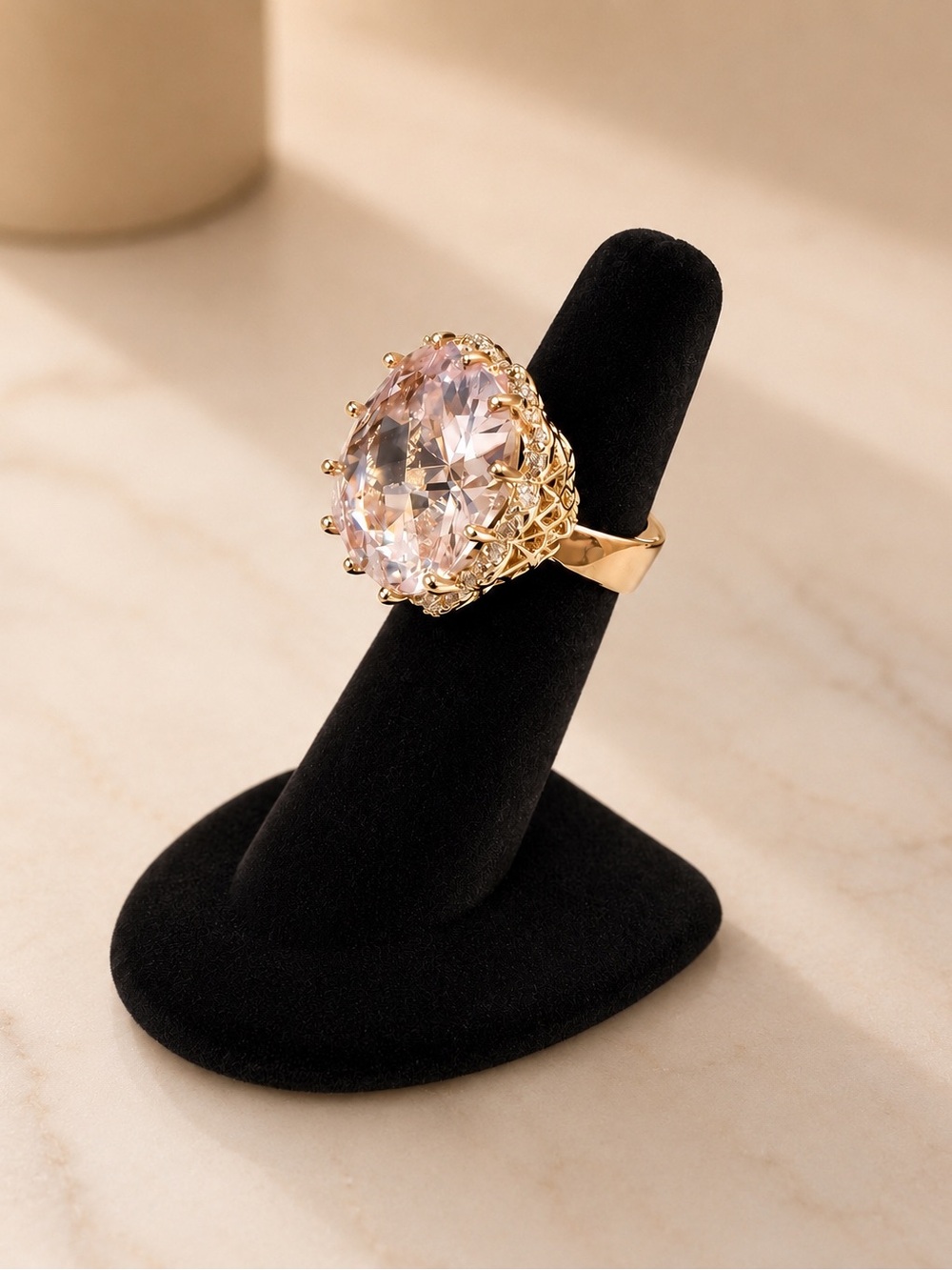 Premier Designs Gold Ring with large clear Crystal Size 6 - Picture 4 of 5